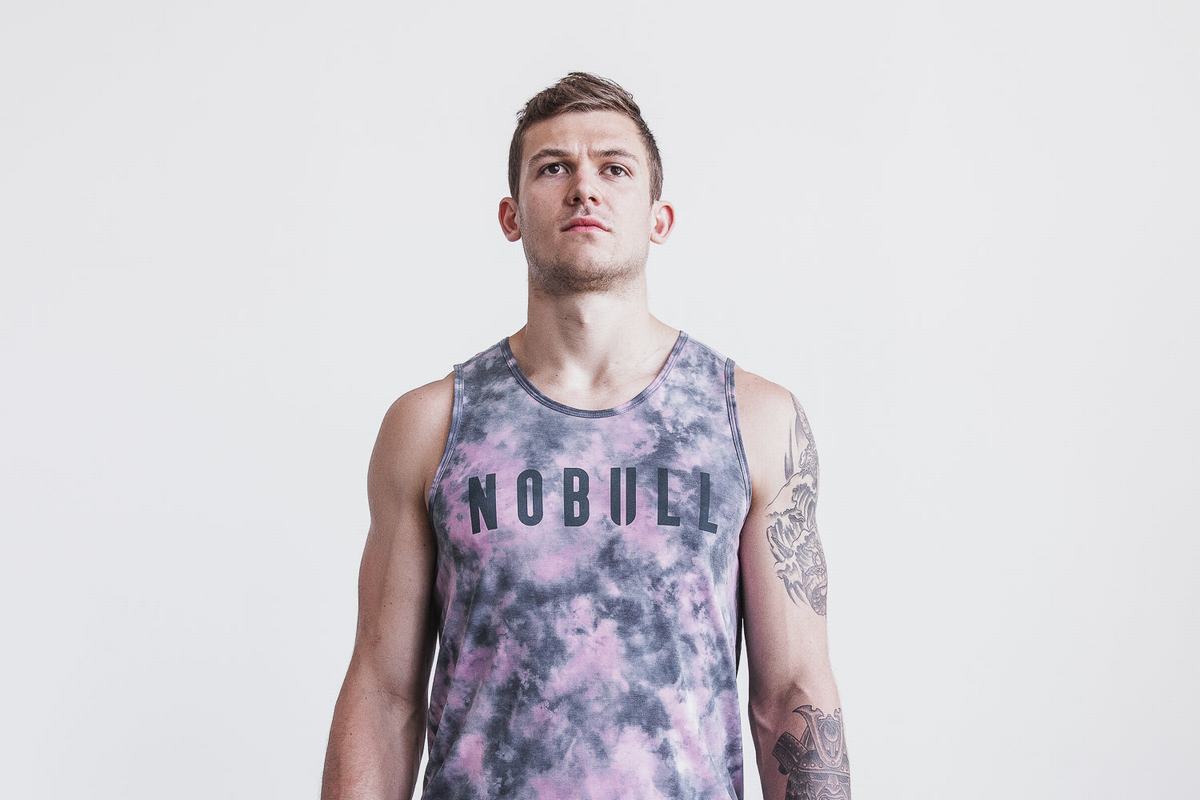 Nobull Tie-Dye Men\'s Tank Tops Pink | Australia (IQ3184)